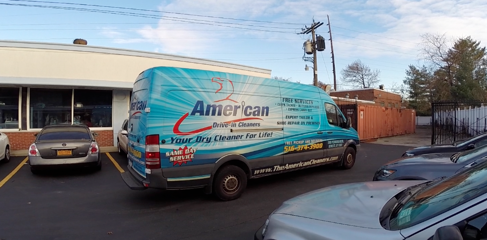 New-York-Advertising-Agency-Marketing-Full-Service-Long-Island-NY-Ad-Agencies-Creative-Vibe-The-American-Drive-In-Cleaners-Dry-Cleaning-Vehicle-Wrap-Branded-Truck-Branding-Tailoring